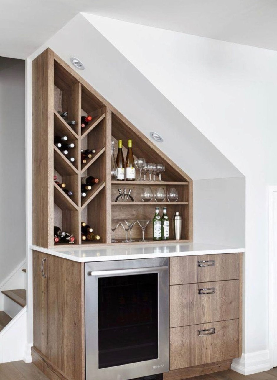 Барный шкаф под лестницей