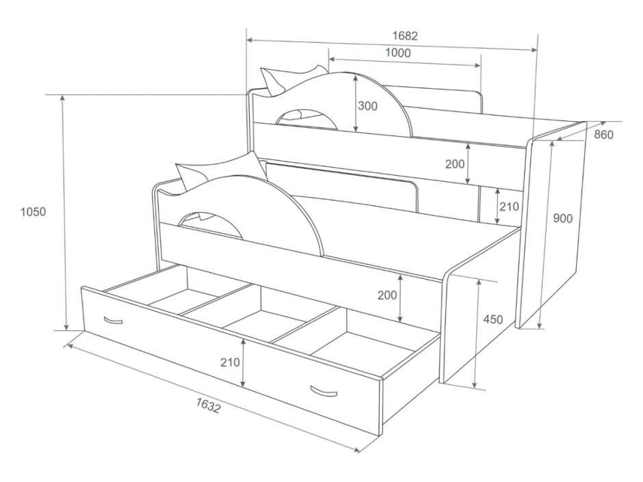 Выкатная кровать Радуга 1,9