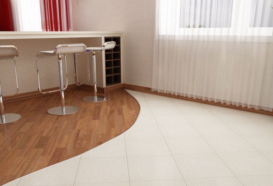 Комбинированные полы плитка и ламинат