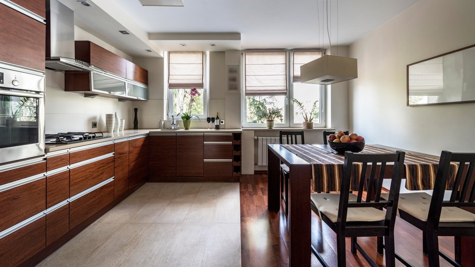 Шестигранная плитка на кухне