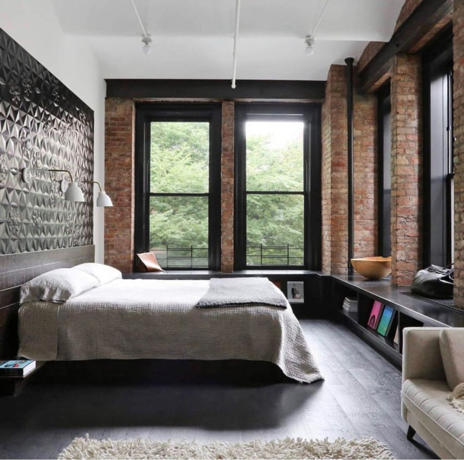 Спальня лофт 10 кв м