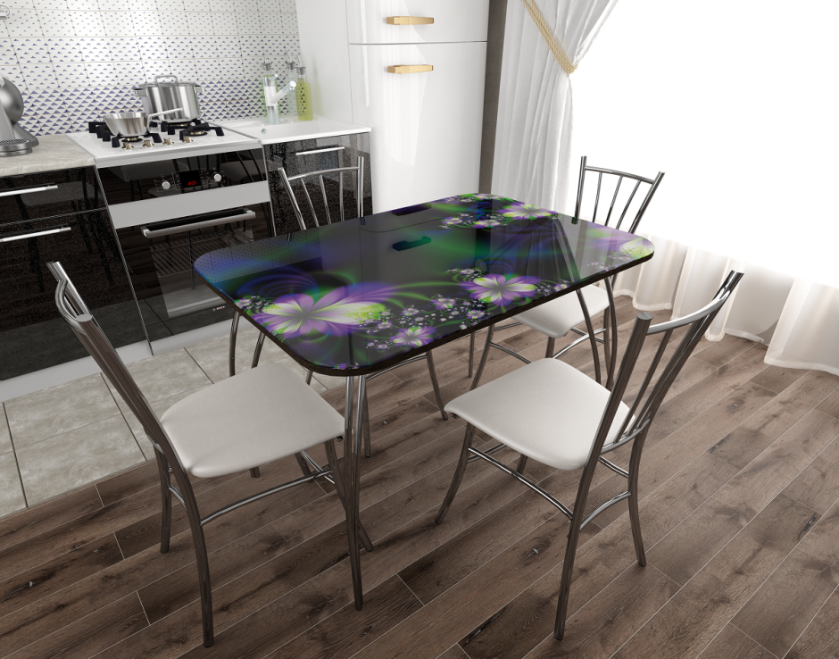 Стол обеденный со стеклом вавилон58