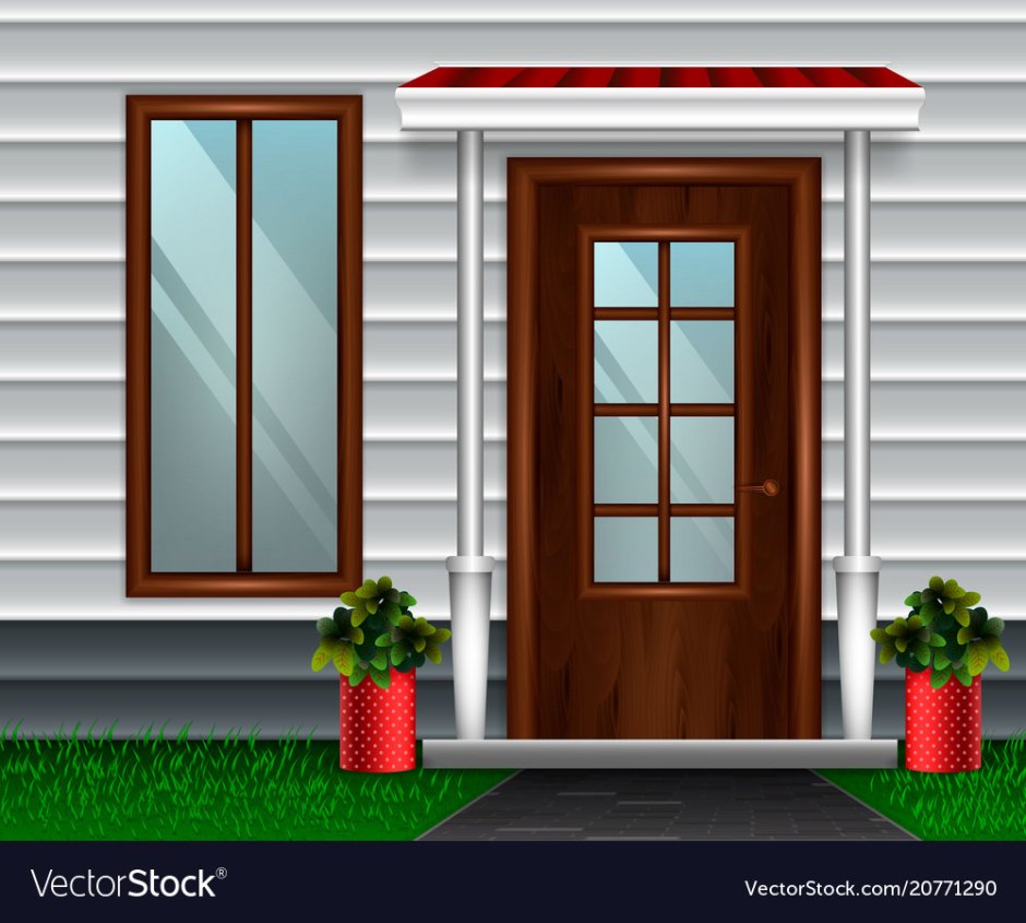 Дверь с крыльцом иллюстрация