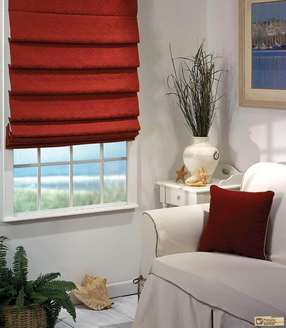 Римская штора с красным цветом