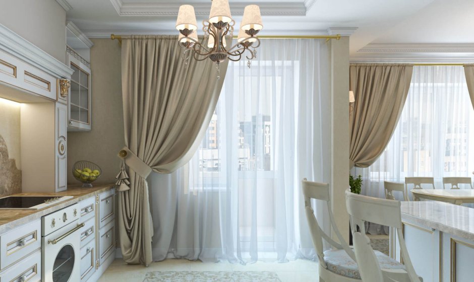 Шторы для кухни в классическом стиле
