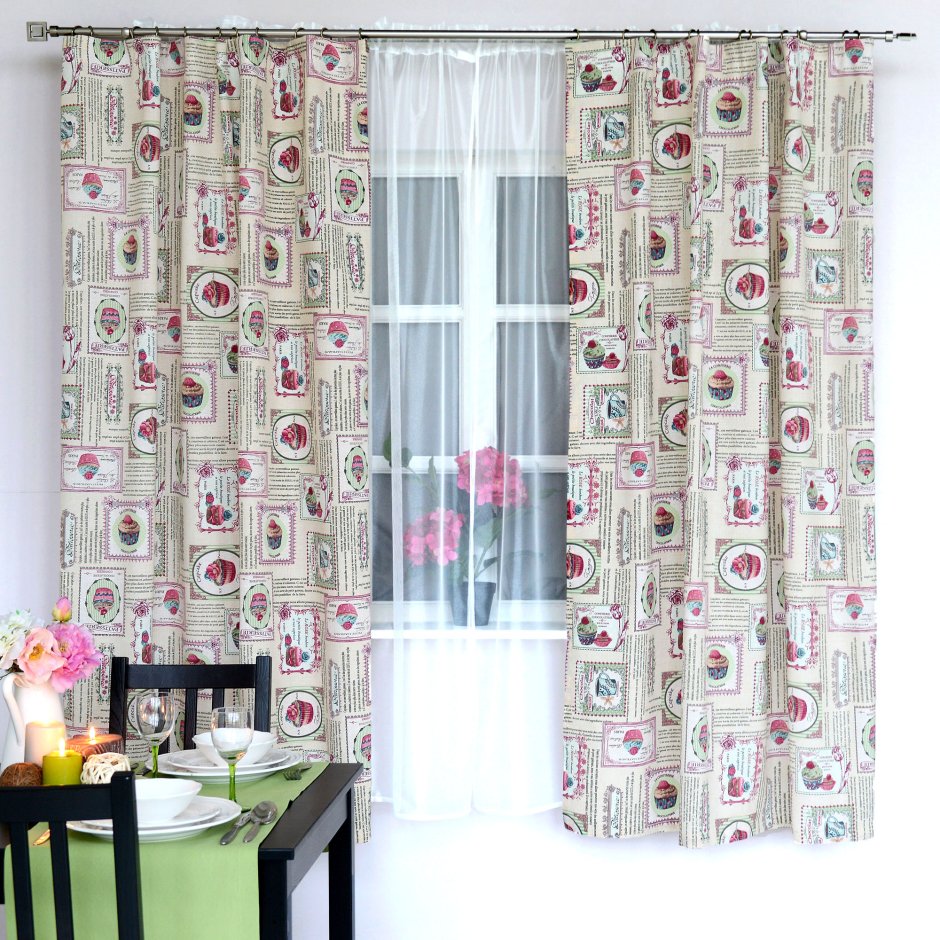 Готовая тюль 2 /2 на кухню