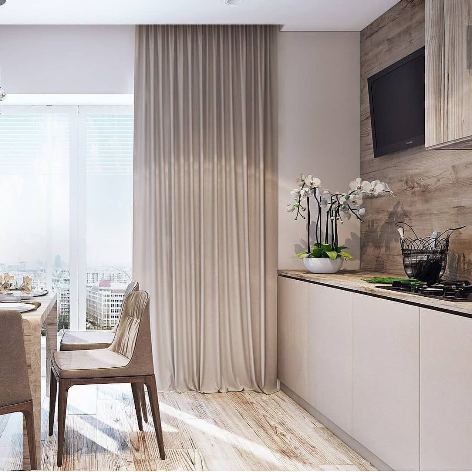 Шторы для светлой кухни