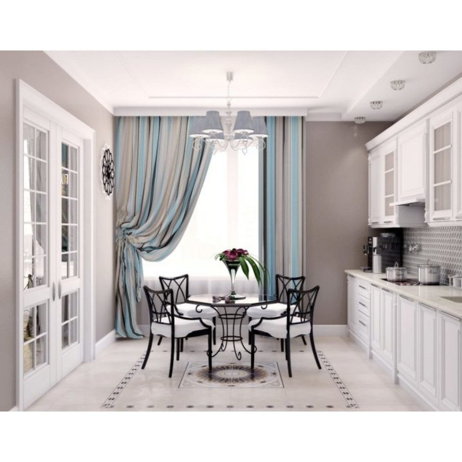 Шторы в интерьере кухни