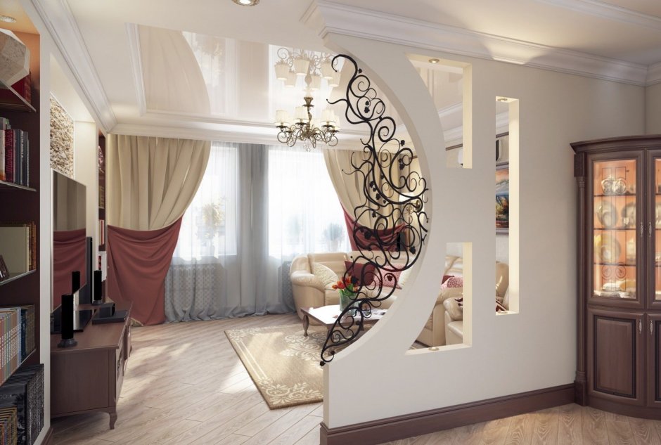 Межкомнатная перегородка с телевизором