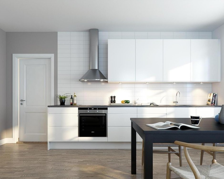 Белая кухня белые стены