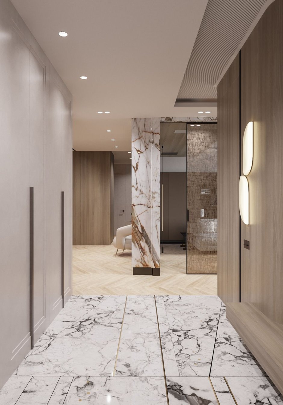 Плитка под мрамор в коридоре