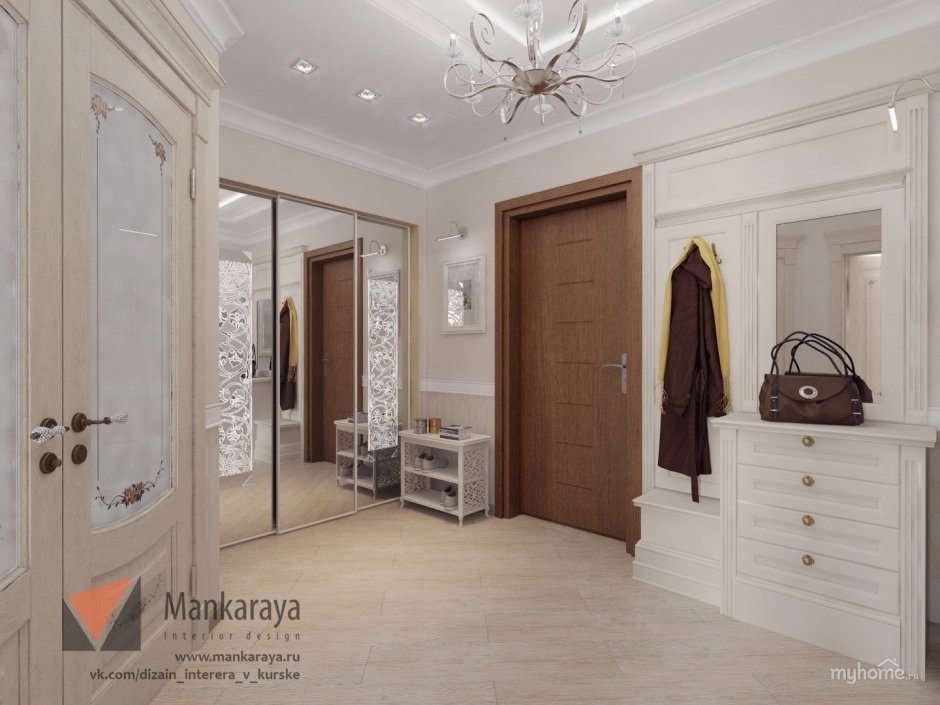 Прихожая в стиле современная классика с гардеробом