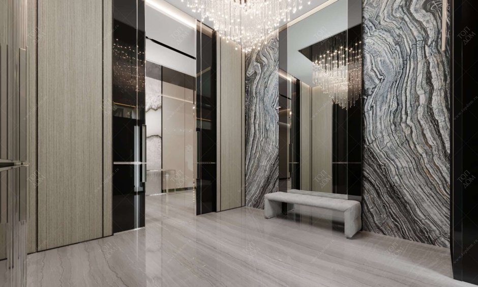 Керамогранит на стене в прихожей