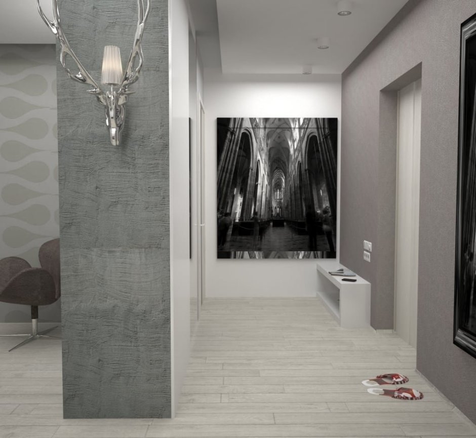 Бетон в интерьере прихожей