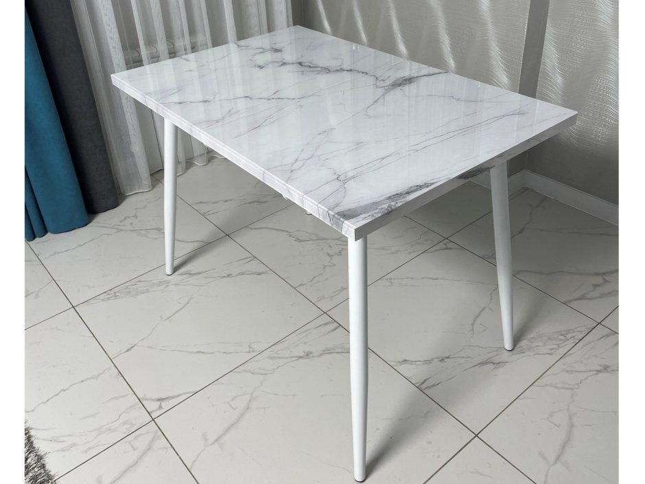 Стол обеденный Alaras II 120 раскладной (черный/белый лак)