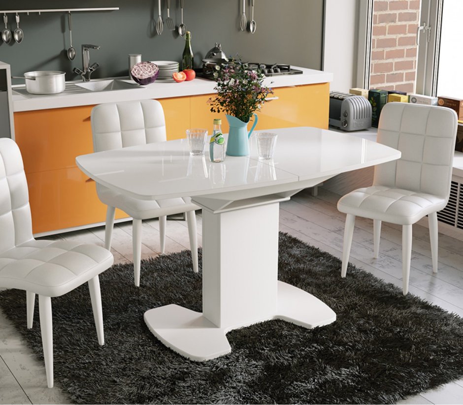 Стол Европейский раздвижной серый мрамор 5403