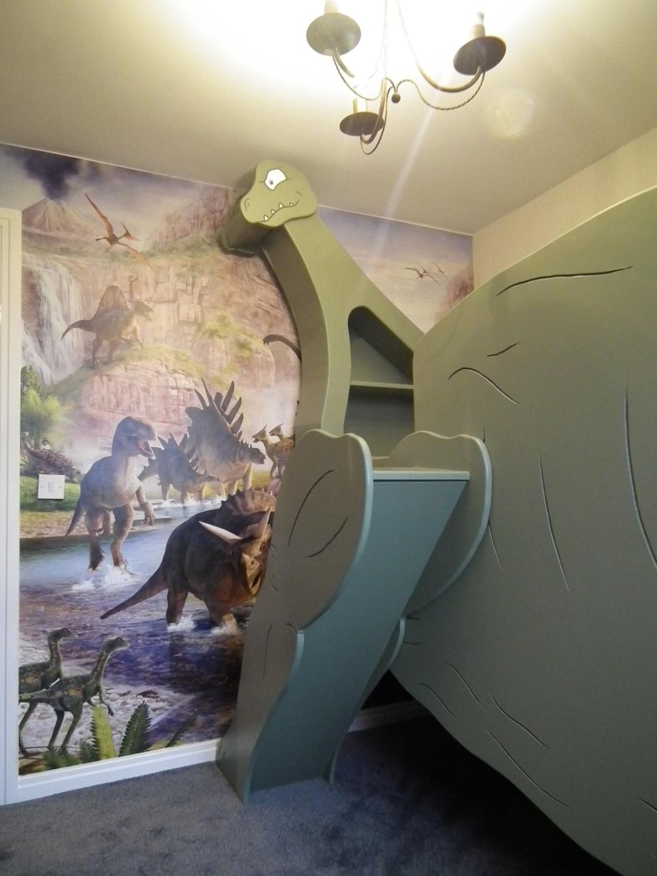 Натяжной потолок с динозаврами