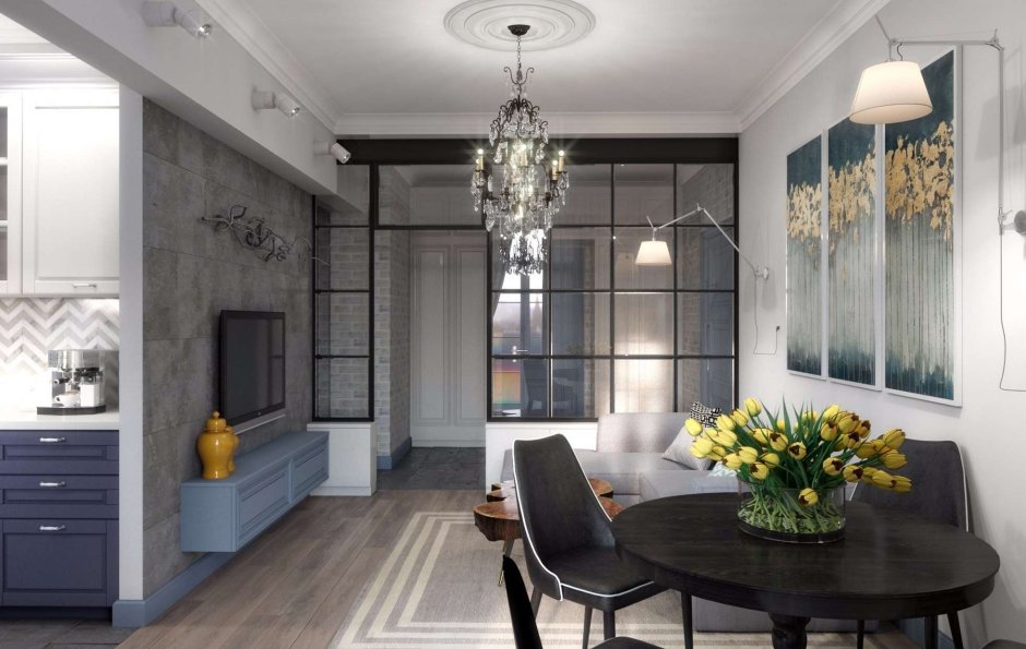 Смешение стилей лофт и классика