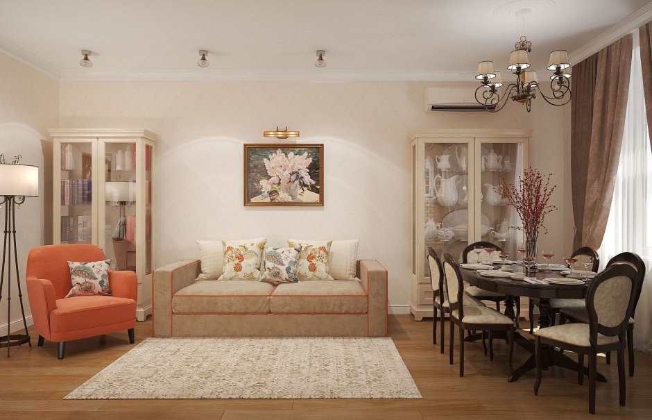 Уютная гостиная в сталинке