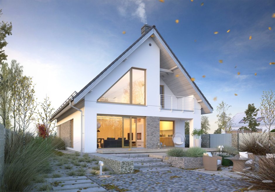 Частный дом с двускатной крышей