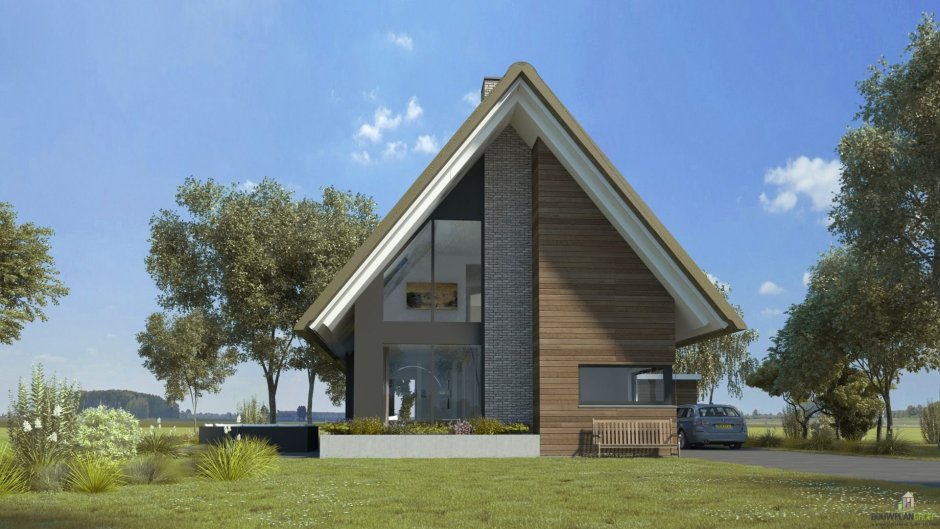 Дом с двускатной асимметричной крышей