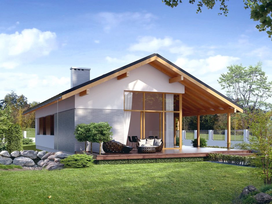 Современный мансардный дом