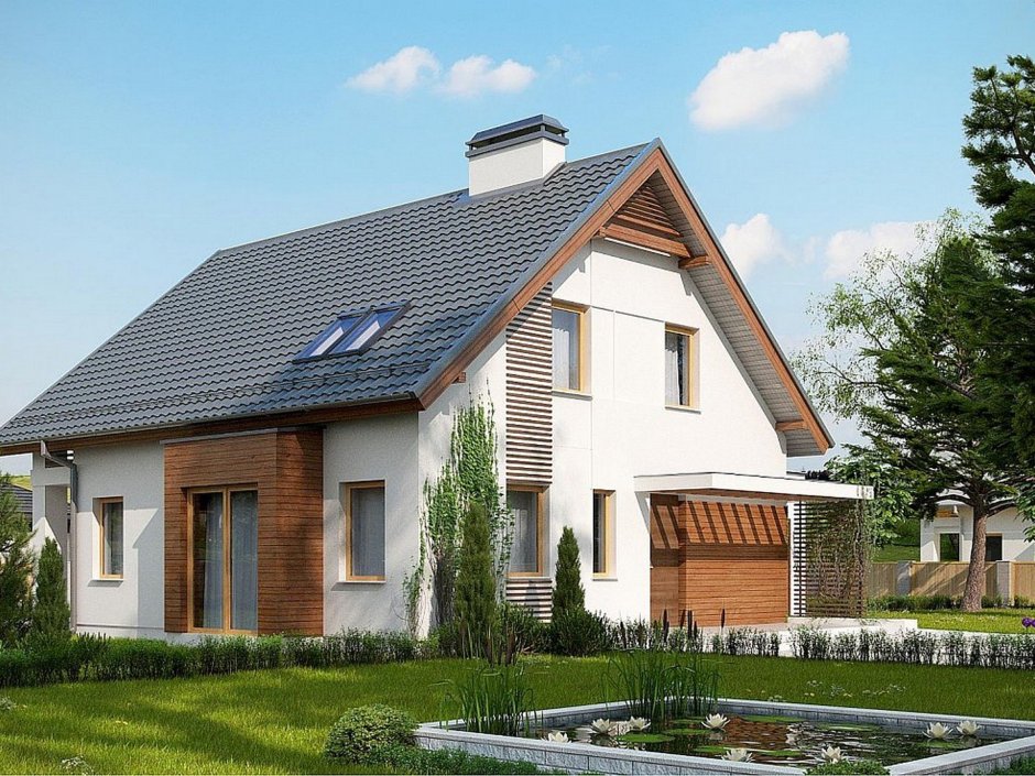 Дом с двускатной крышей