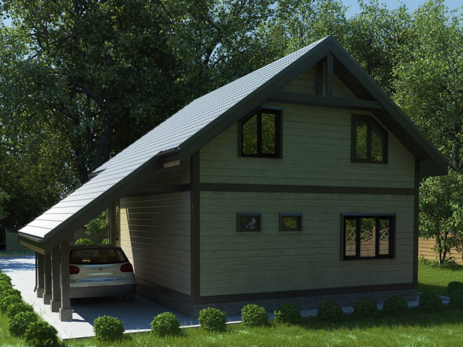 Домик с двускатной крышей