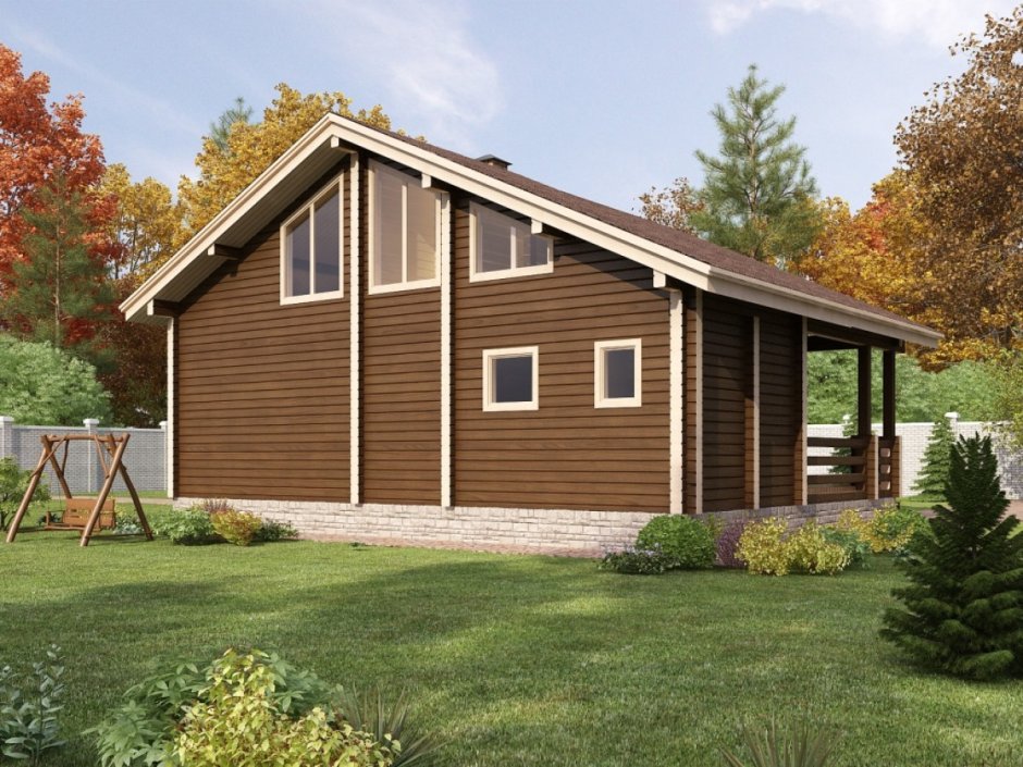 Дом с мансардой и террасой и гаражом 150м2