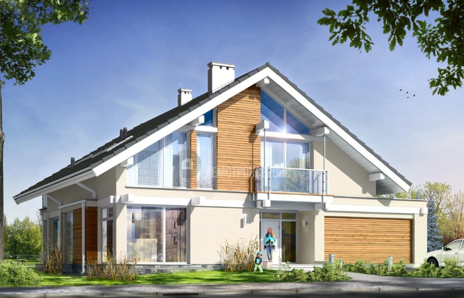 Маленький двухэтажный дом с гаражом