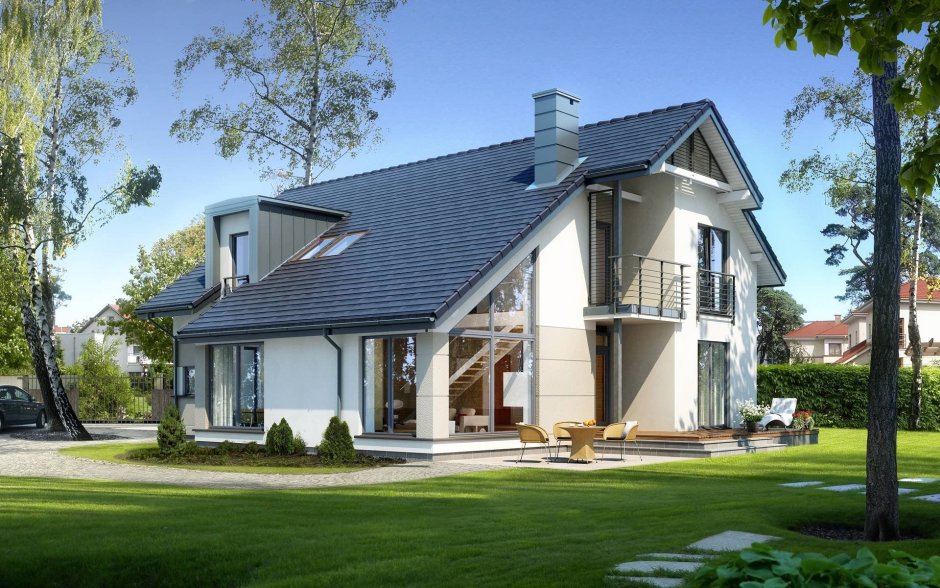 Дом с двускатной крышей