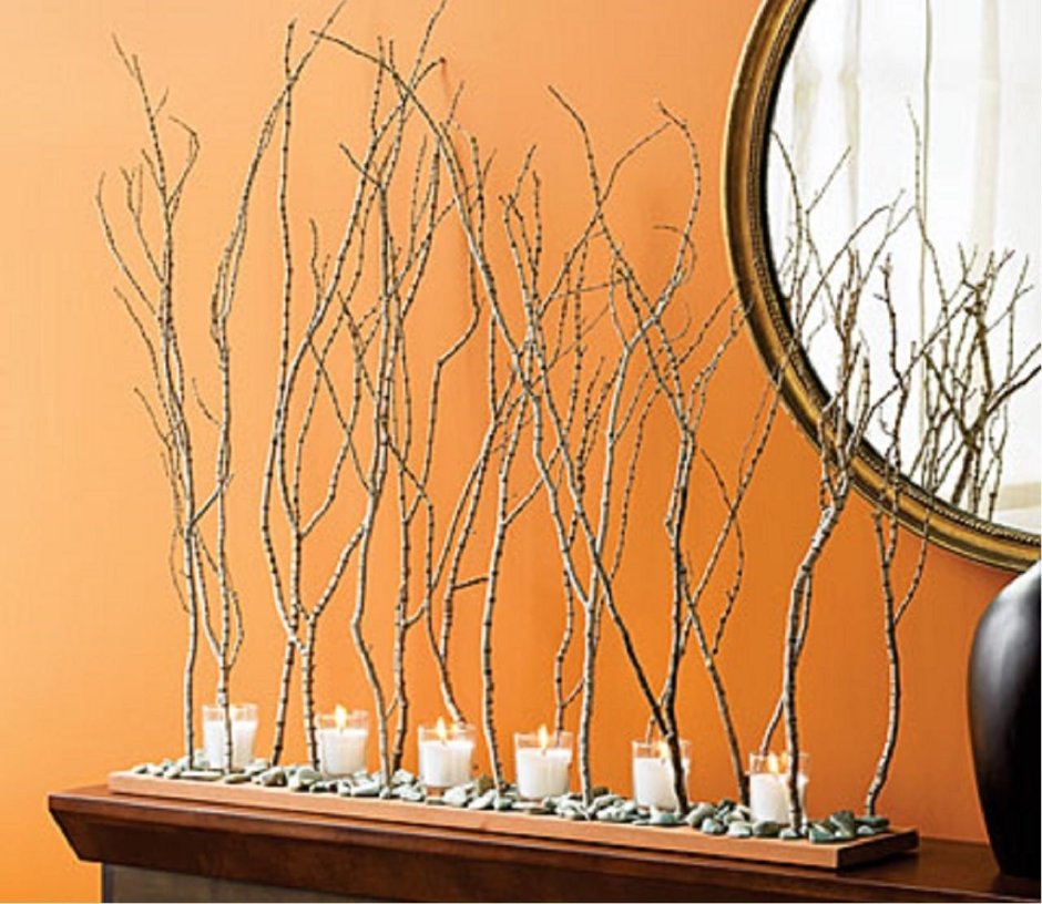 Толстые ветки в интерьере