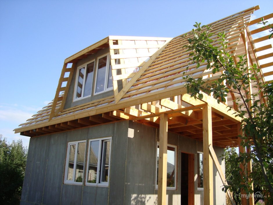 Пристрой к двускатной крыше