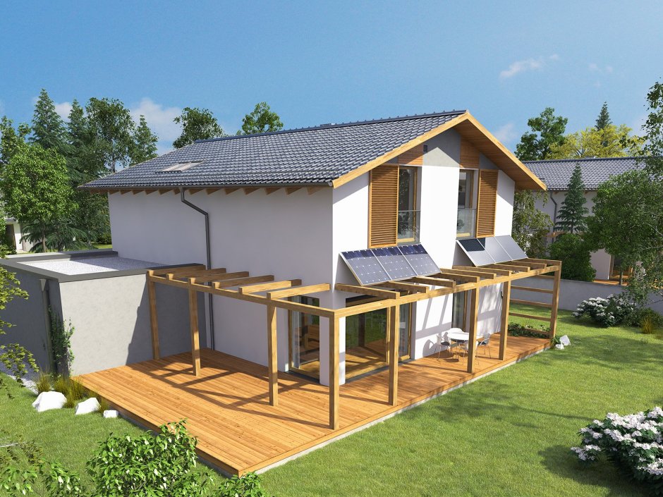 Терраса с двускатной крышей