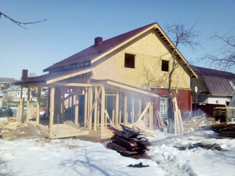 Дом с пристроем под одну крышу