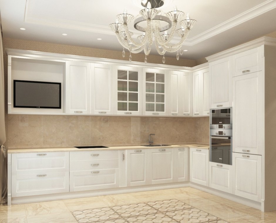 Белая кухня в классическом стиле