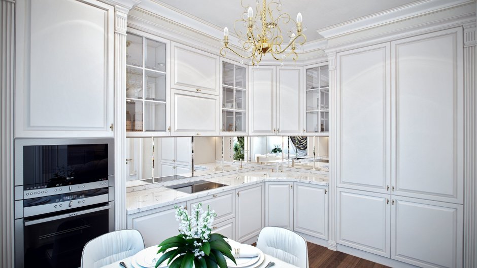 Кухонный гарнитур белый классика