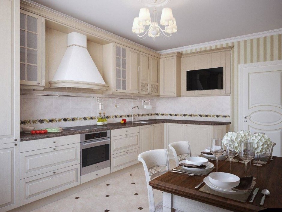 Белая кухня Неоклассика икеа