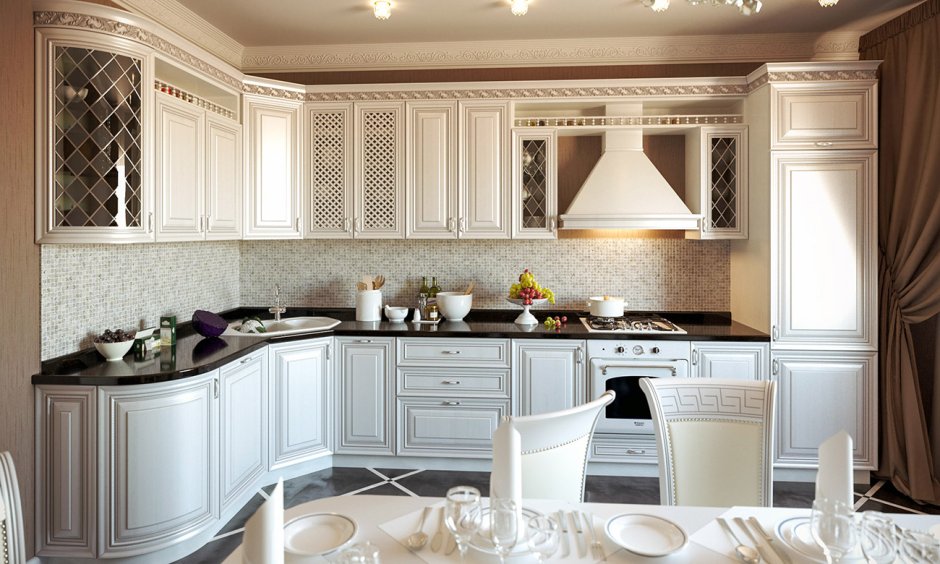 Кухонный гарнитур Неоклассика белый