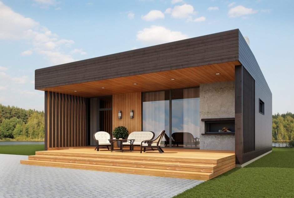 Особняк с плоской крышей