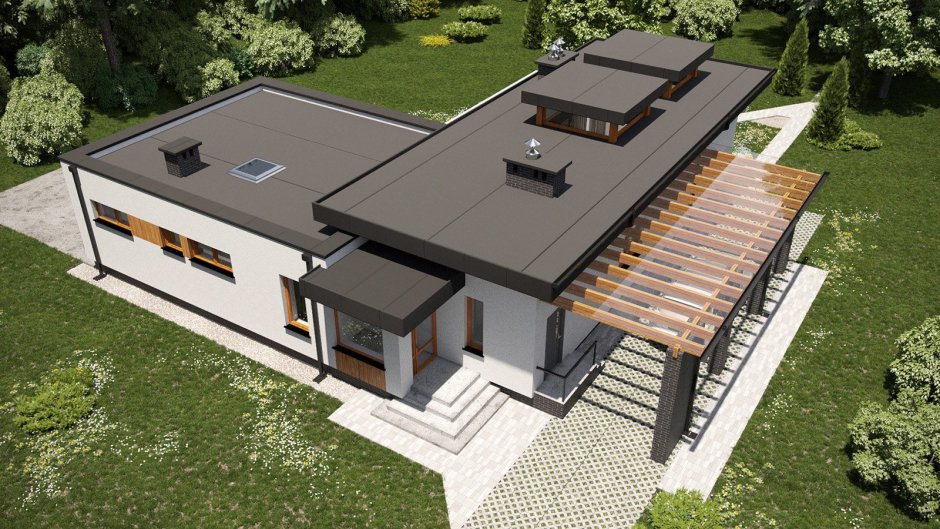 Дом с плоской крышей двухэтажный