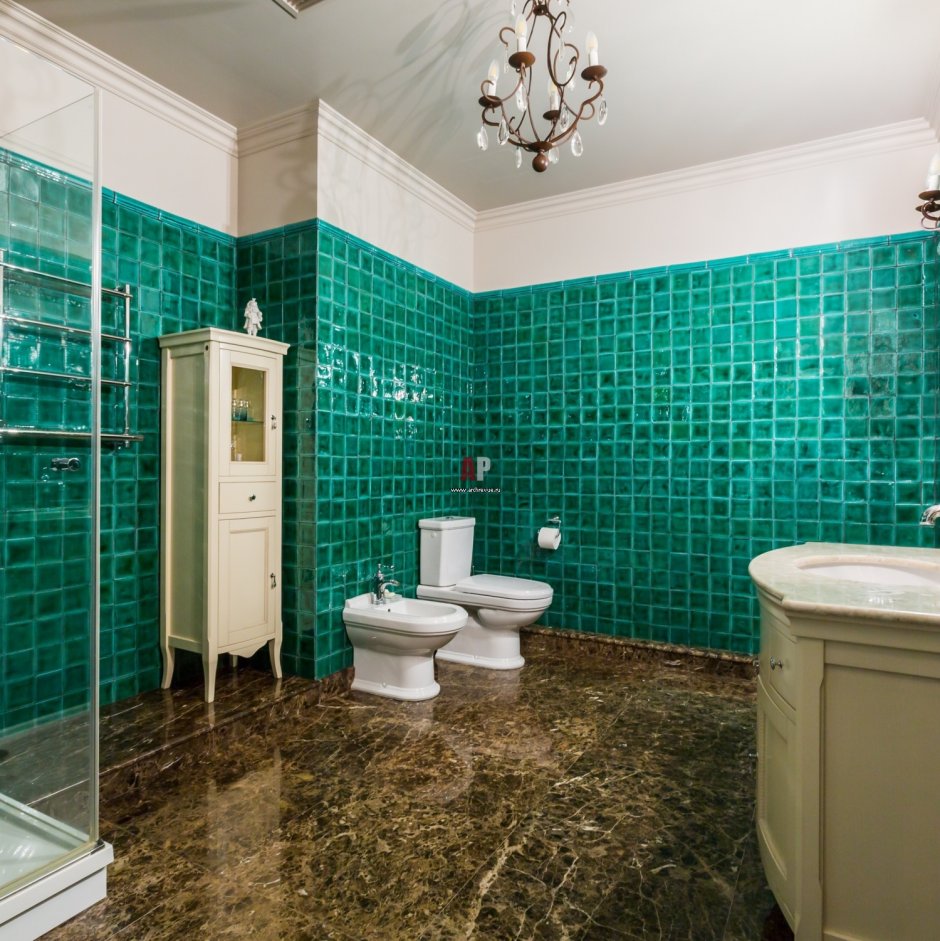 Ванная бирюзовая плитка