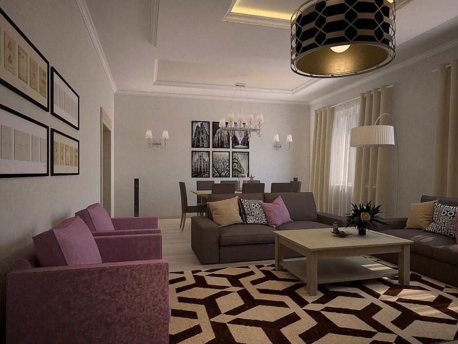 Обои для гостиной без окон