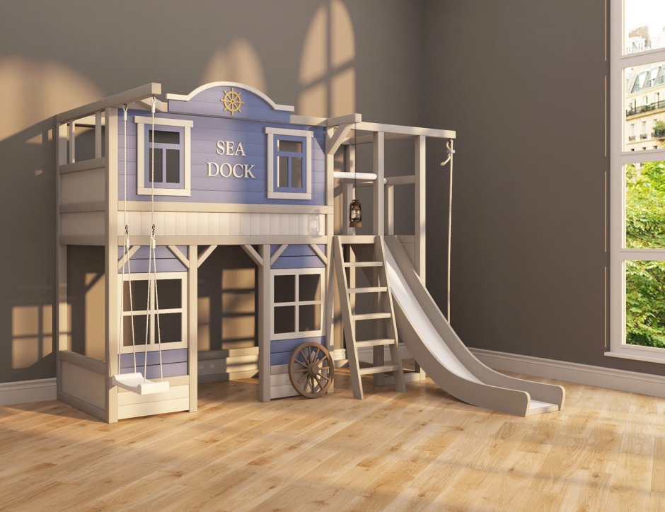 Кровать домик с горкой