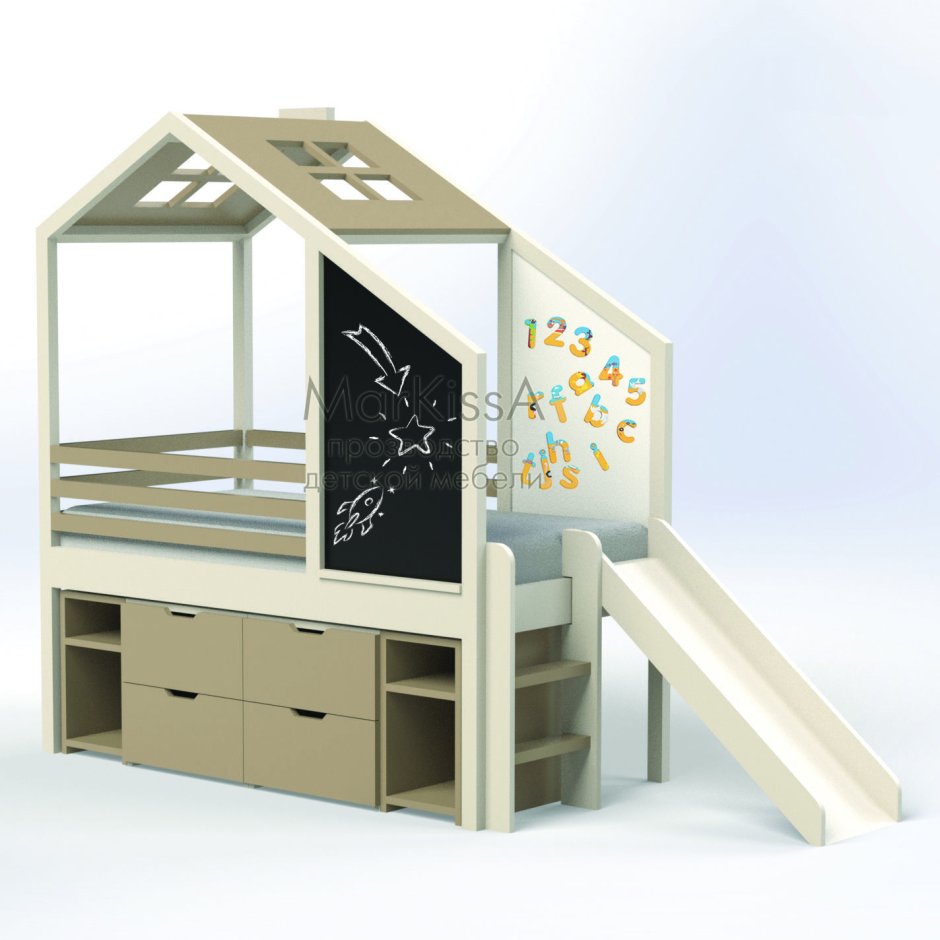 Кровать домик с горкой