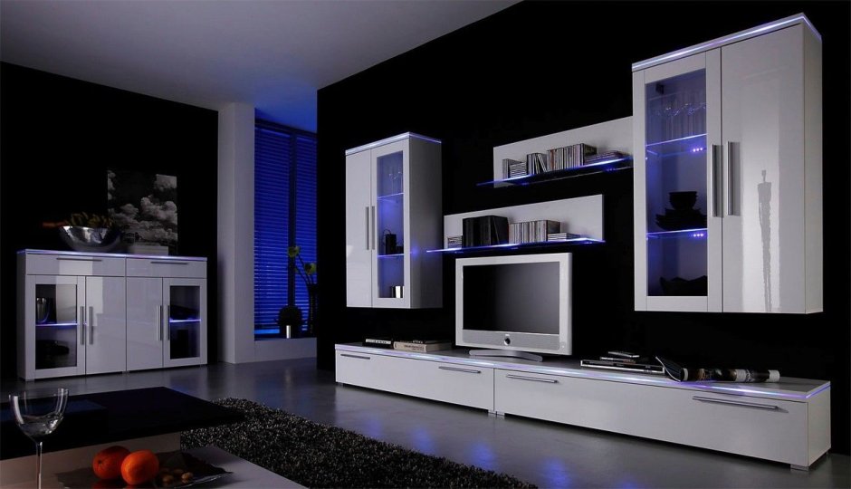 Стенка Квадро белый глянец