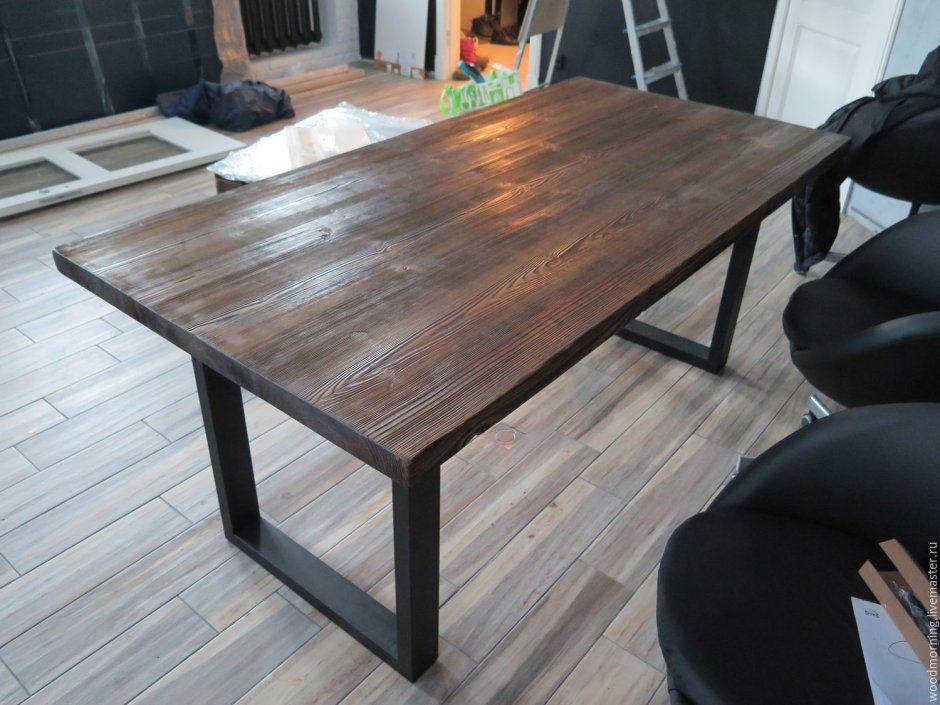 Стол лофт (столешница дуб, металл) r43-645