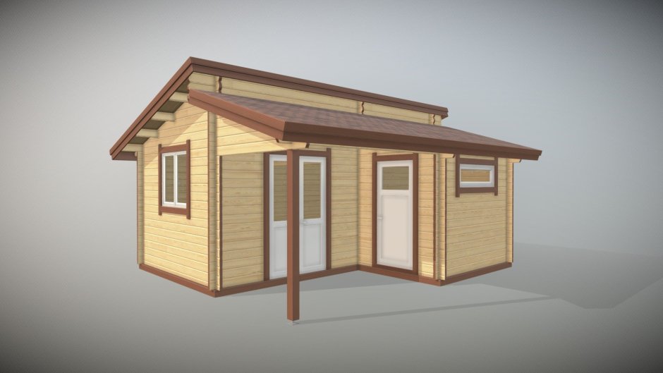 Баня хозблок с односкатной крышей