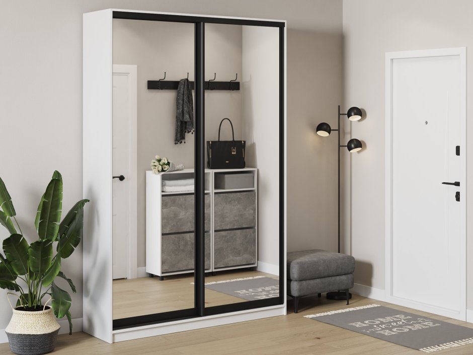 Серые встроенные шкафы