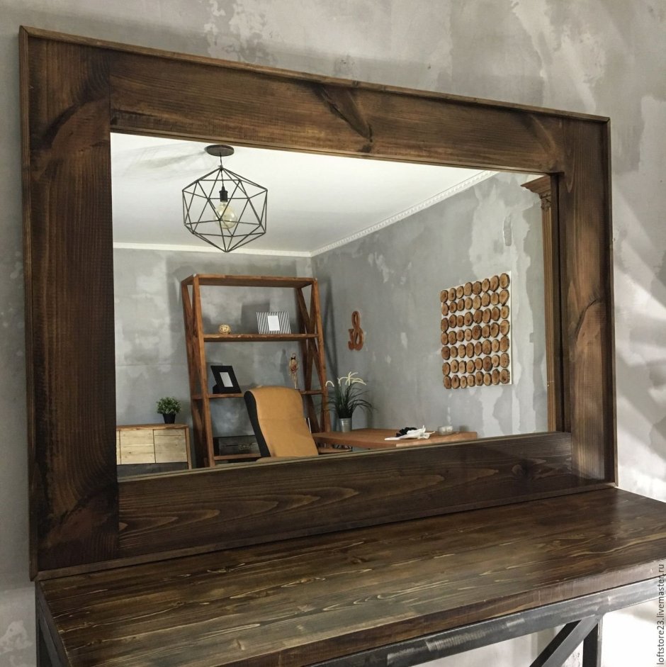 Овальное зеркало черный металлический каркас 70x35cm Loft